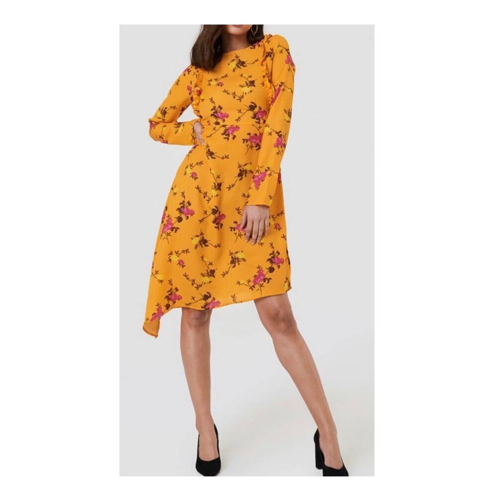 NA-KD Saffron Floral Dream Asymmetric Dress size 2 NEW